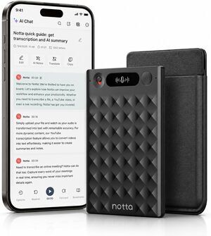 AI Voice Recorder, Notta Memo Digital Voice Recorder w/Case, AI Transcription